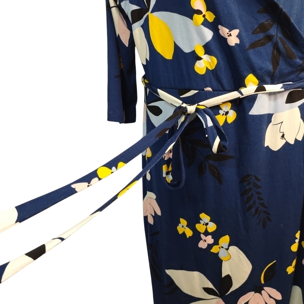 a new day Dress Women's Multi Color Floral Print Wrapped 3/4 Sleeve Size L NWT - Picture 6 of 9
